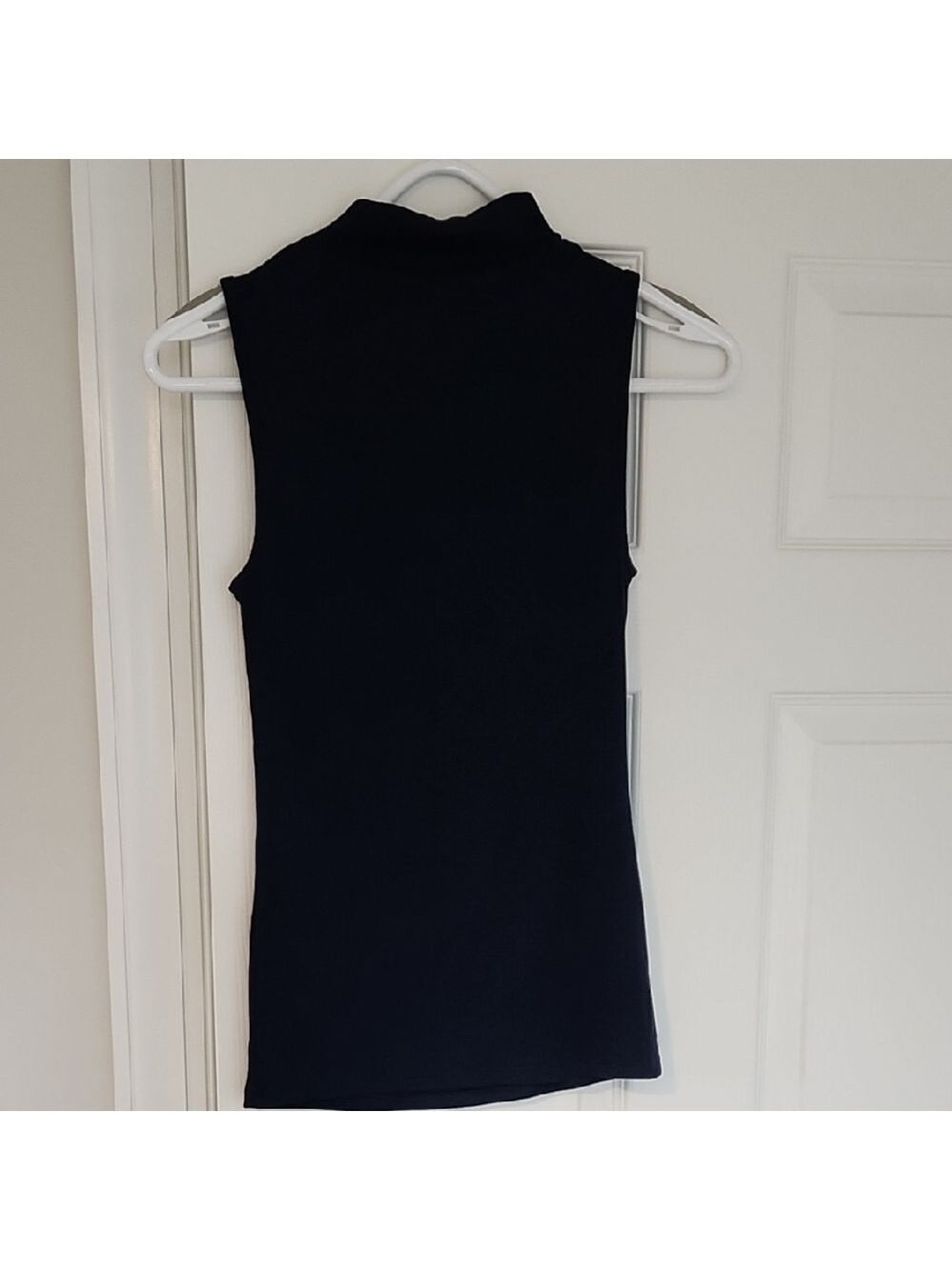 Sleeveless Navy Mock Tank Top - Picture 7 of 8